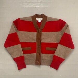 Caron Callahan Anny Cardigan in Red/Carmel Stripe